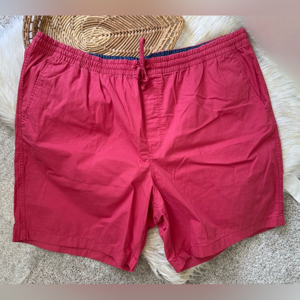 Chaps Khaki Red Chino Drawstring Elastic Waist Pocket Casual Shorts Size 2x